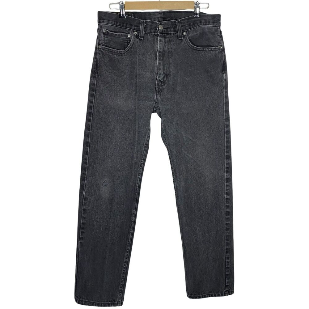 Levis 505 Jeans Mens 34x30 Black Denim Straight Grunge Skater (Tag 34x32)